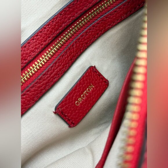 🆕 OROTON 🧿 NWOT Lily Zip Top Leather Crossbody, Red - Picture 13 of 16